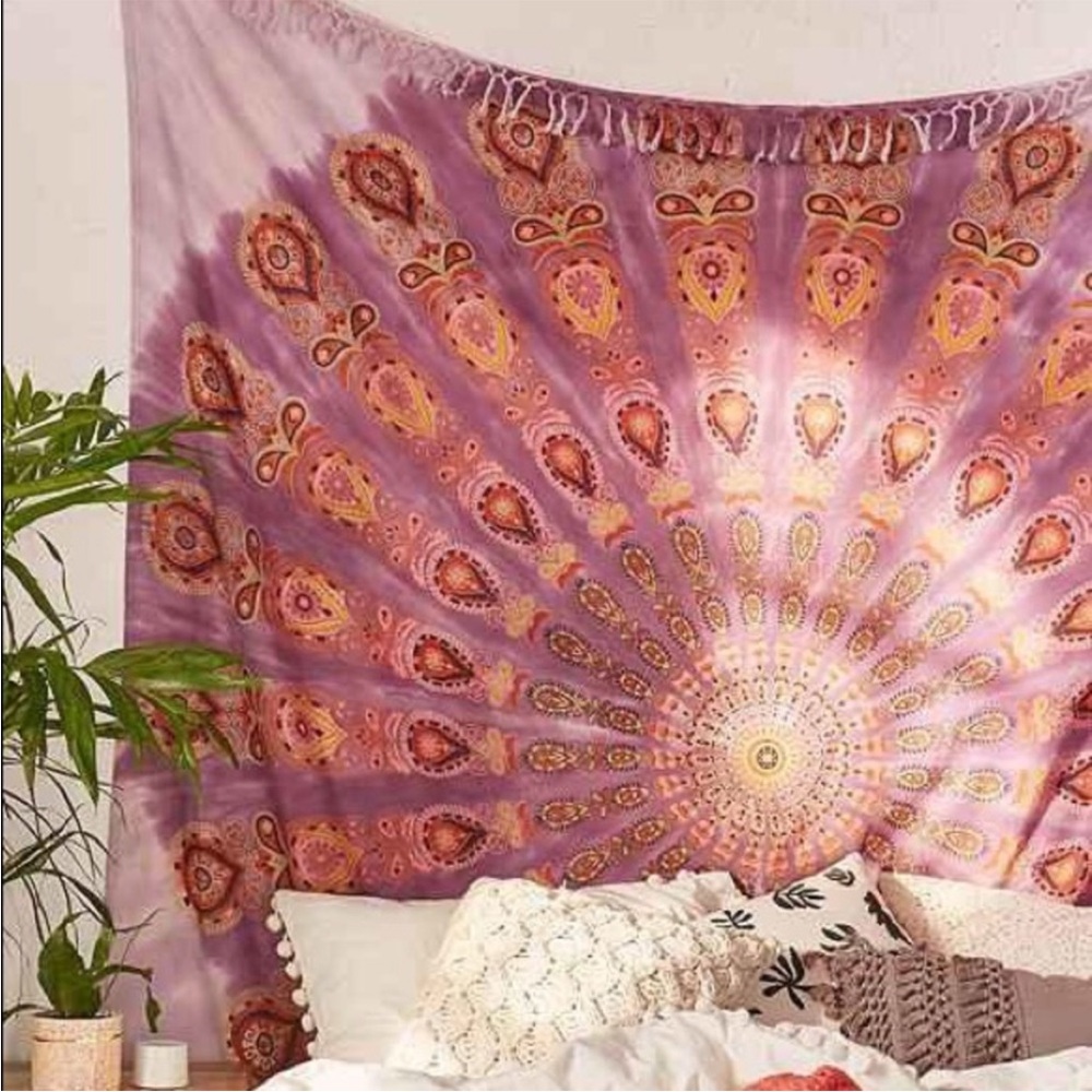 Purple and Orange Mandala Tapestry